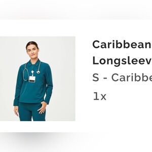 Figs Caribbean blue Scrub polo size small scrub top. Limited edition color.